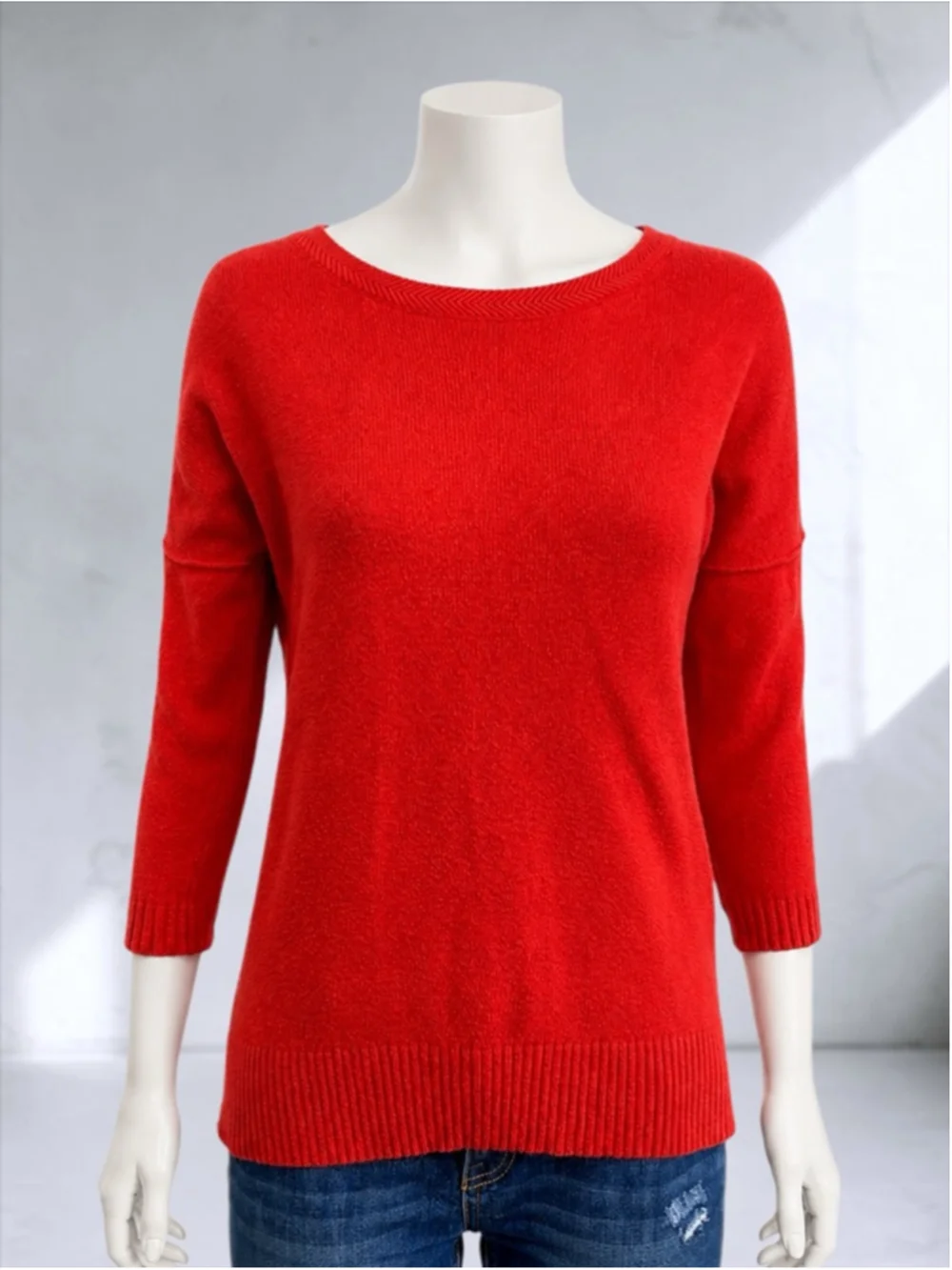 H&M L.O.G.G. Red Drop Shoulder Pullover Sweater – Size XS